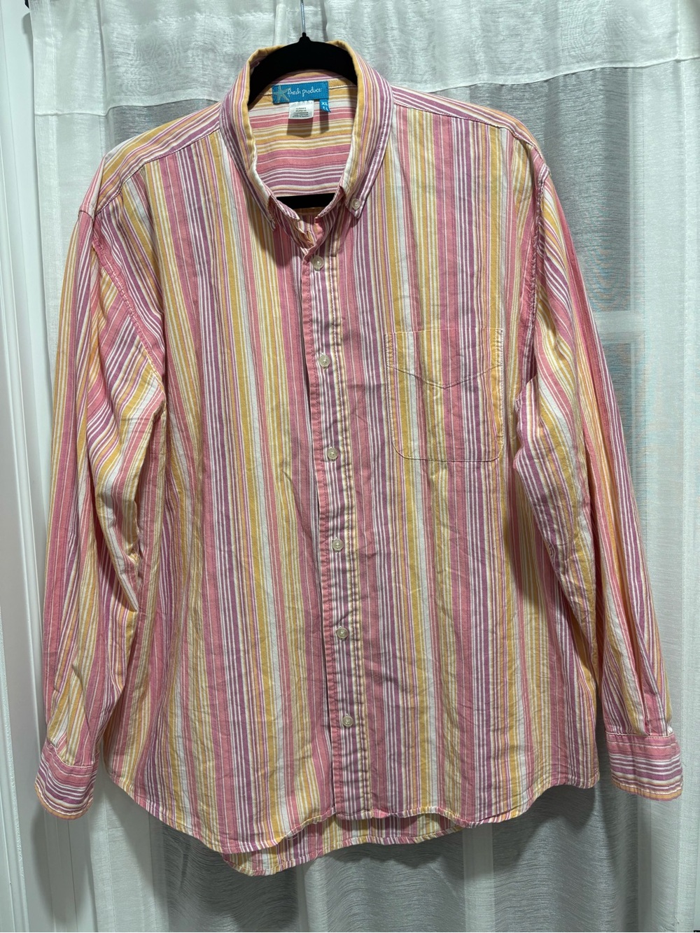 Fresh Produce Sailaway Oxford Pink Orange Striped Long-Sleeve Button Up Shirt XL